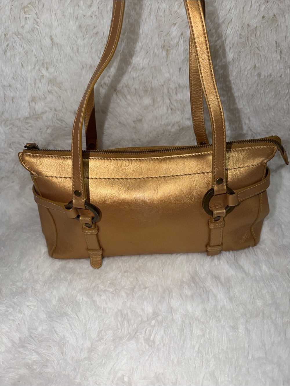 Talbots Metallic Gold Leather Shoulder Bag